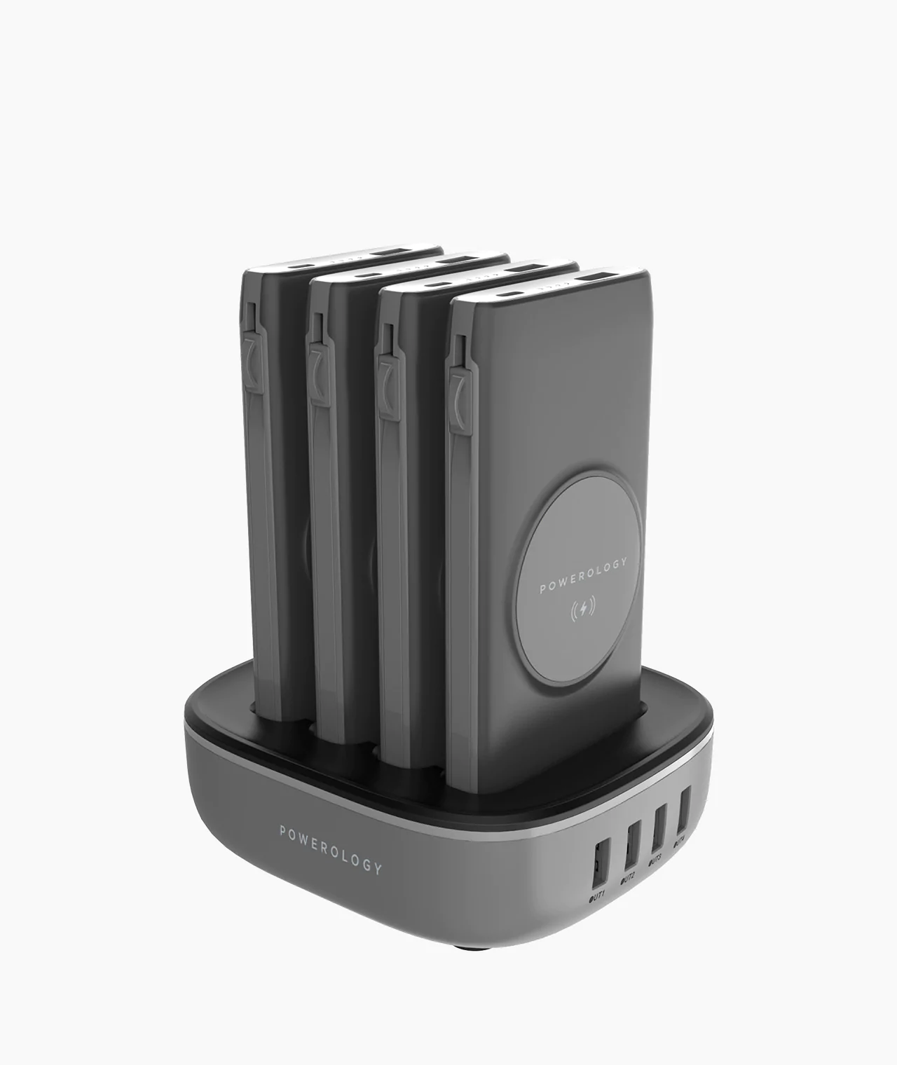 Powerology 4 in 1 Power Bank Station with Built-in Lightning And Type-C Cable