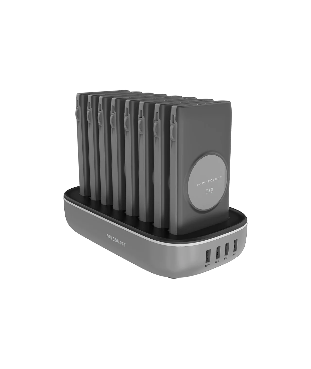 Powerology 8 in 1 Power Bank Station with Built-In Lightning and Type-C Cable